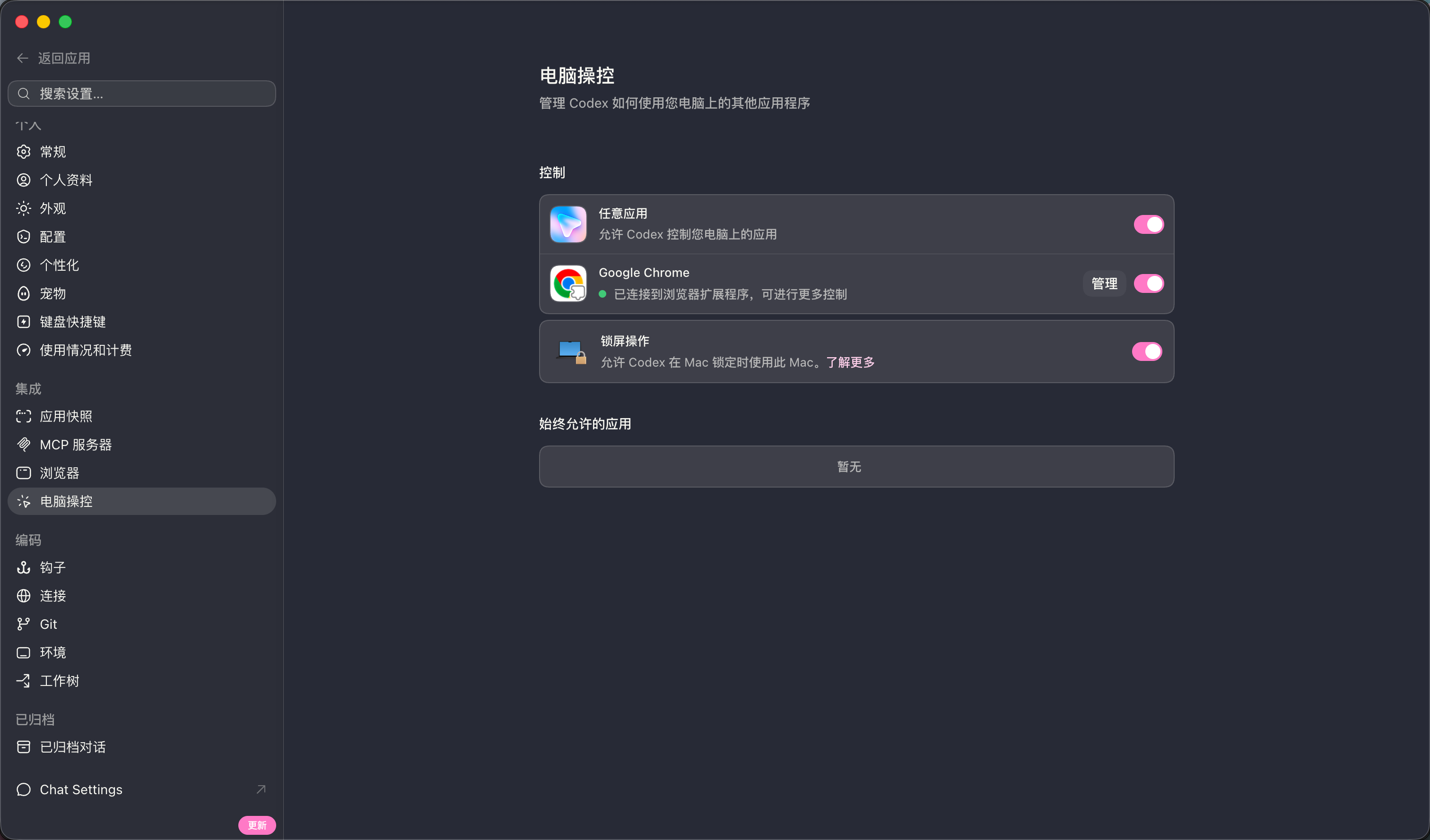 Codex 电脑操控设置