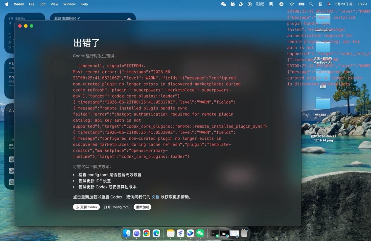 Codex 跑崩报错