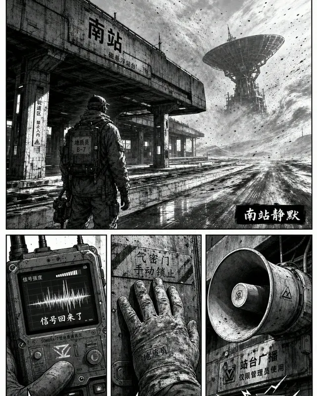 Argentine Sci Fi Ink Station, an original comic style sample with visible layout, character action, and readable lettering.