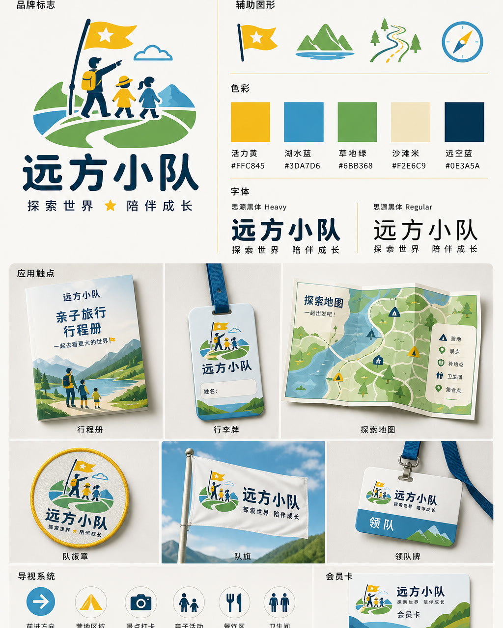 Yuanfang Travel Chinese Identity, an original brand identity system board with logo, wordmark, swatches, and touchpoints.