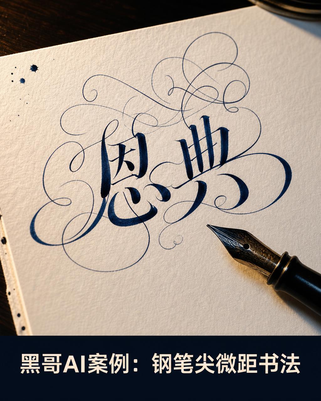 短语 GRACE 以华丽铜版书法呈现，发丝线与粗笔画对比强烈，大写字母带繁复花体装饰