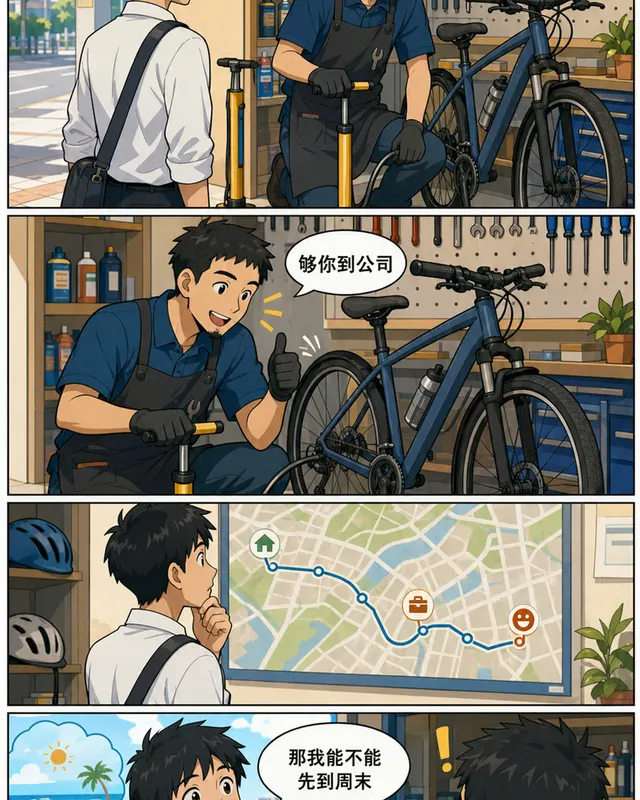 Bike Shop Tire Comic, an original comic style sample with visible layout, character action, and readable lettering.