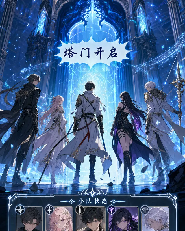 Fantasy Manhwa Tower Gate, an original comic style sample with visible layout, character action, and readable lettering.