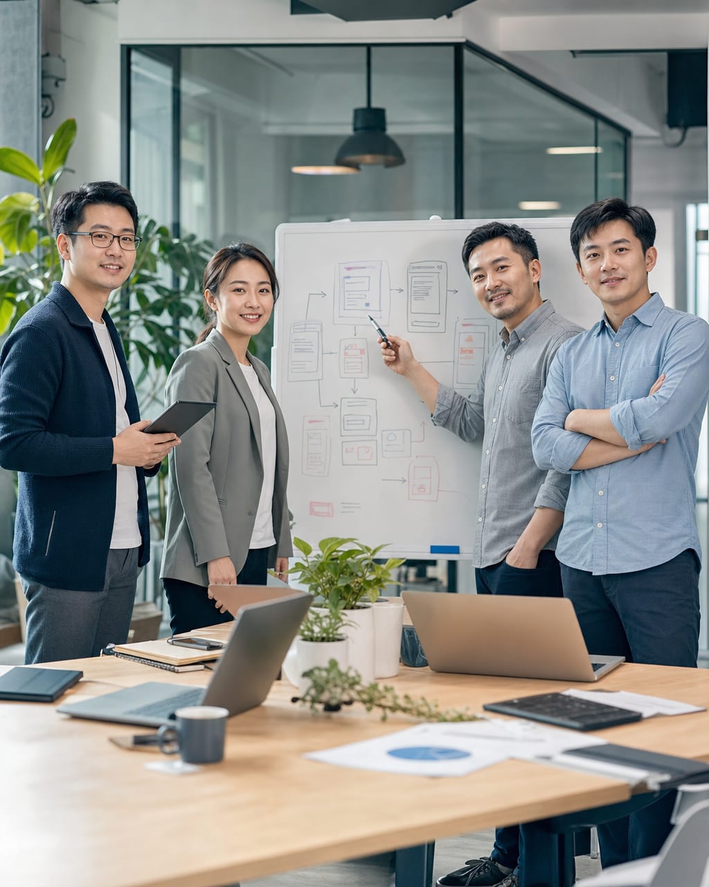 团队创始人合照：办公室或会议室环境，构图统一，呈现专业团队形象。