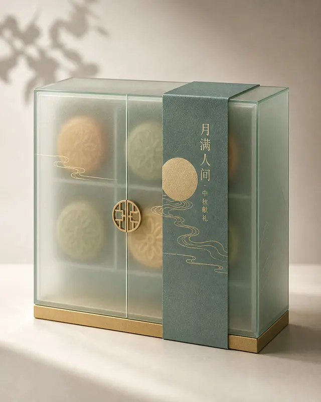 Frosted Glass Mooncake Gift Box case image in a contemporary Chinese visual context.