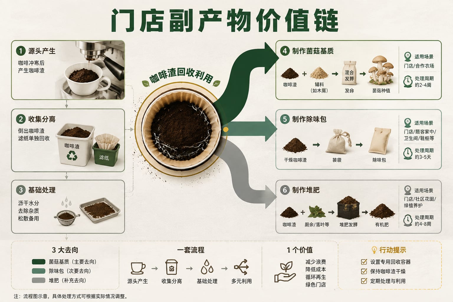 黑哥 AI 原创信息图与示意图案例：门店副产物价值链。