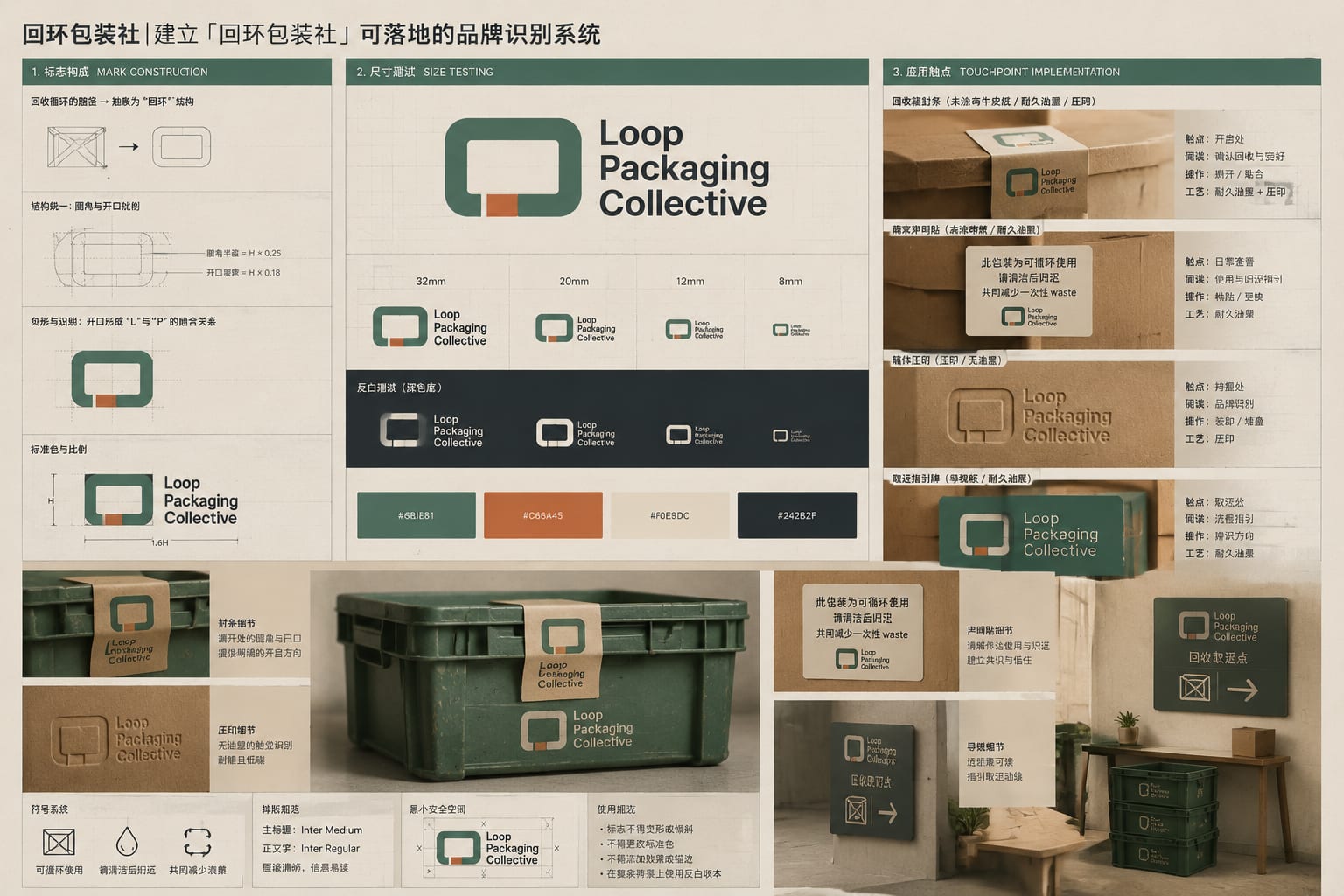 黑哥 AI 原创品牌识别案例:回环包装社品牌识别提案。