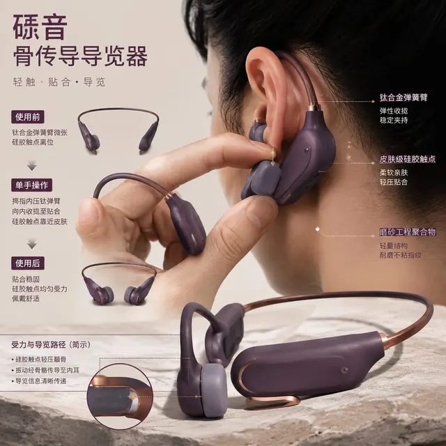 黑哥 AI 原创产品摄影案例：砾音骨传导导览器购买证据主图。