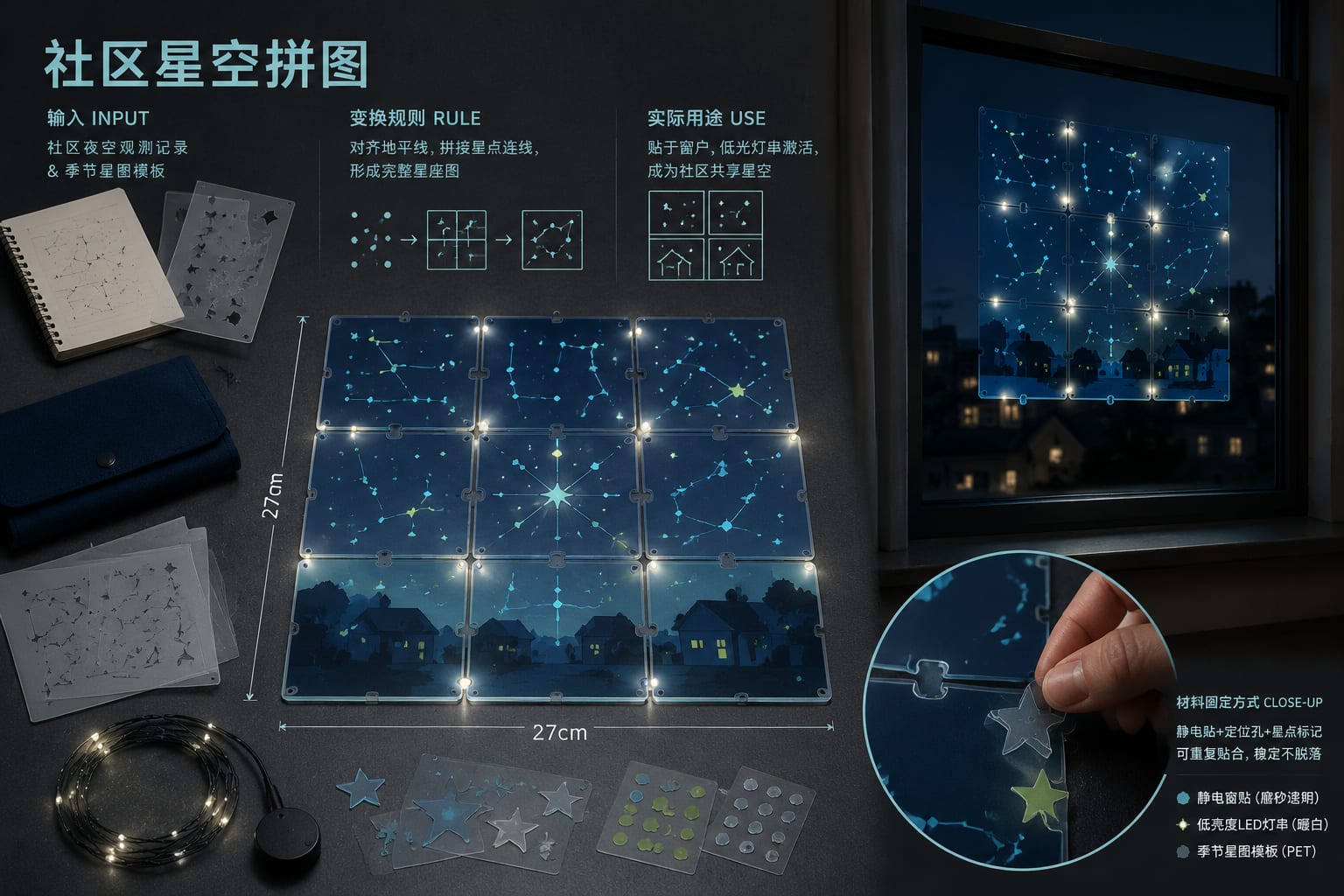 黑哥 AI 原创实验与混合案例:社区星空拼图实验成片。