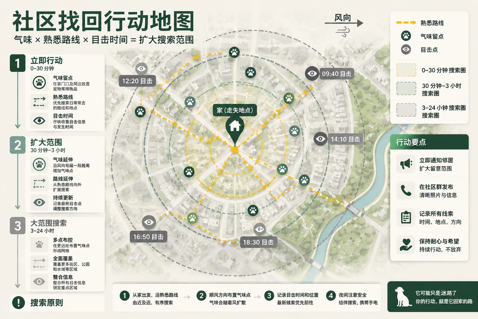 黑哥 AI 原创信息图与示意图案例：社区找回行动地图。