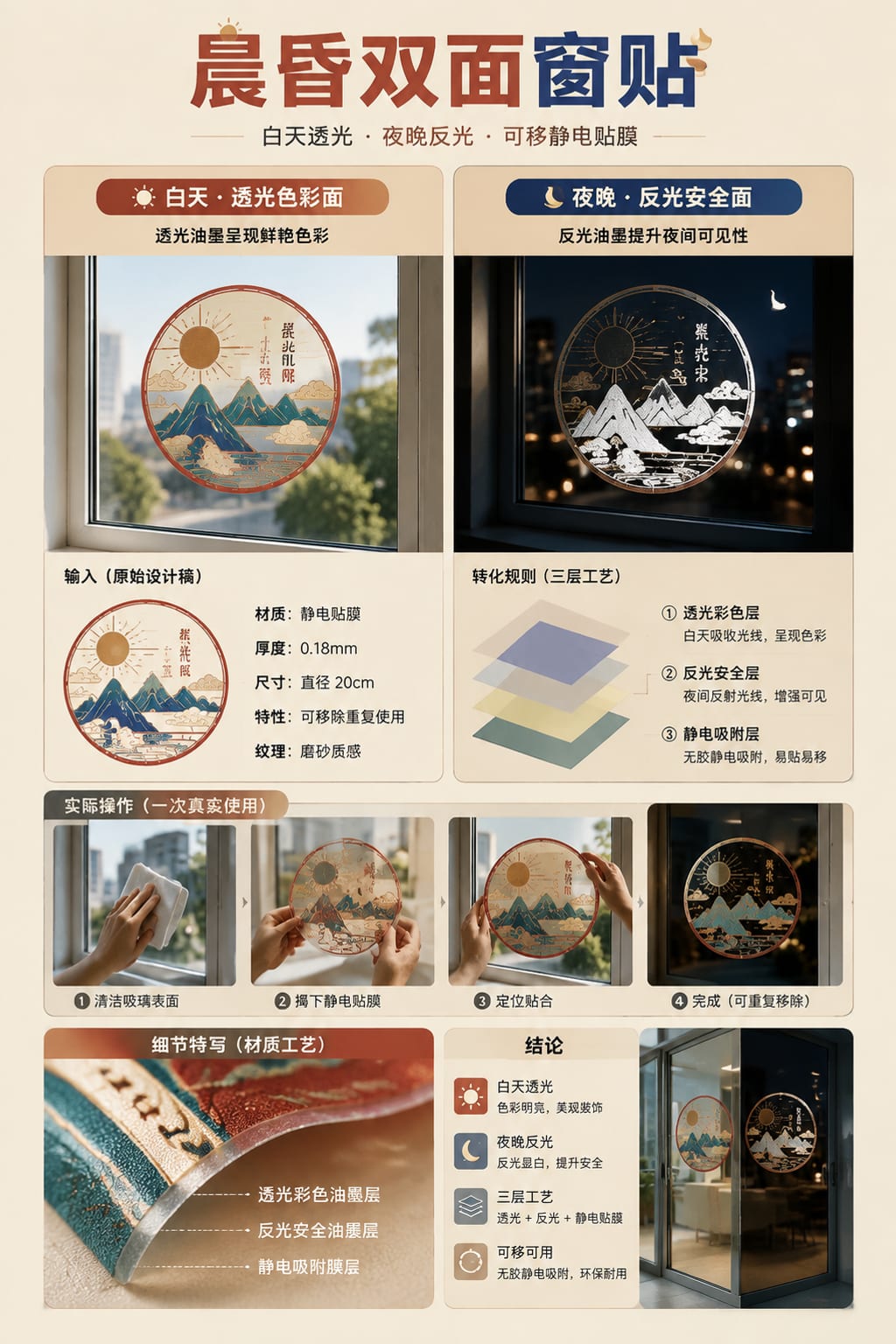 黑哥 AI 原创实验与混合案例:晨昏双面窗贴实验成片。