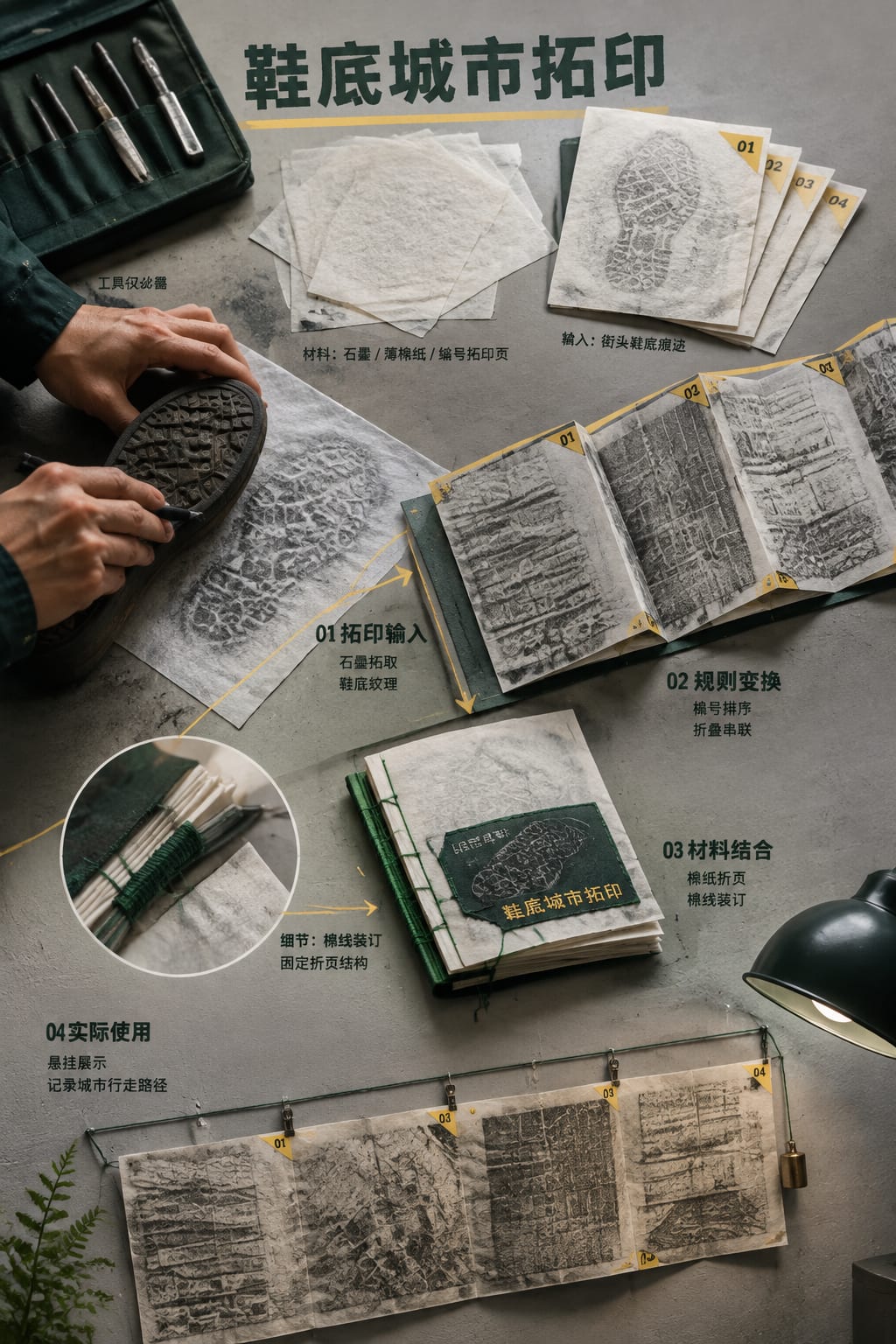 黑哥 AI 原创实验与混合案例:鞋底城市拓印实验成片。