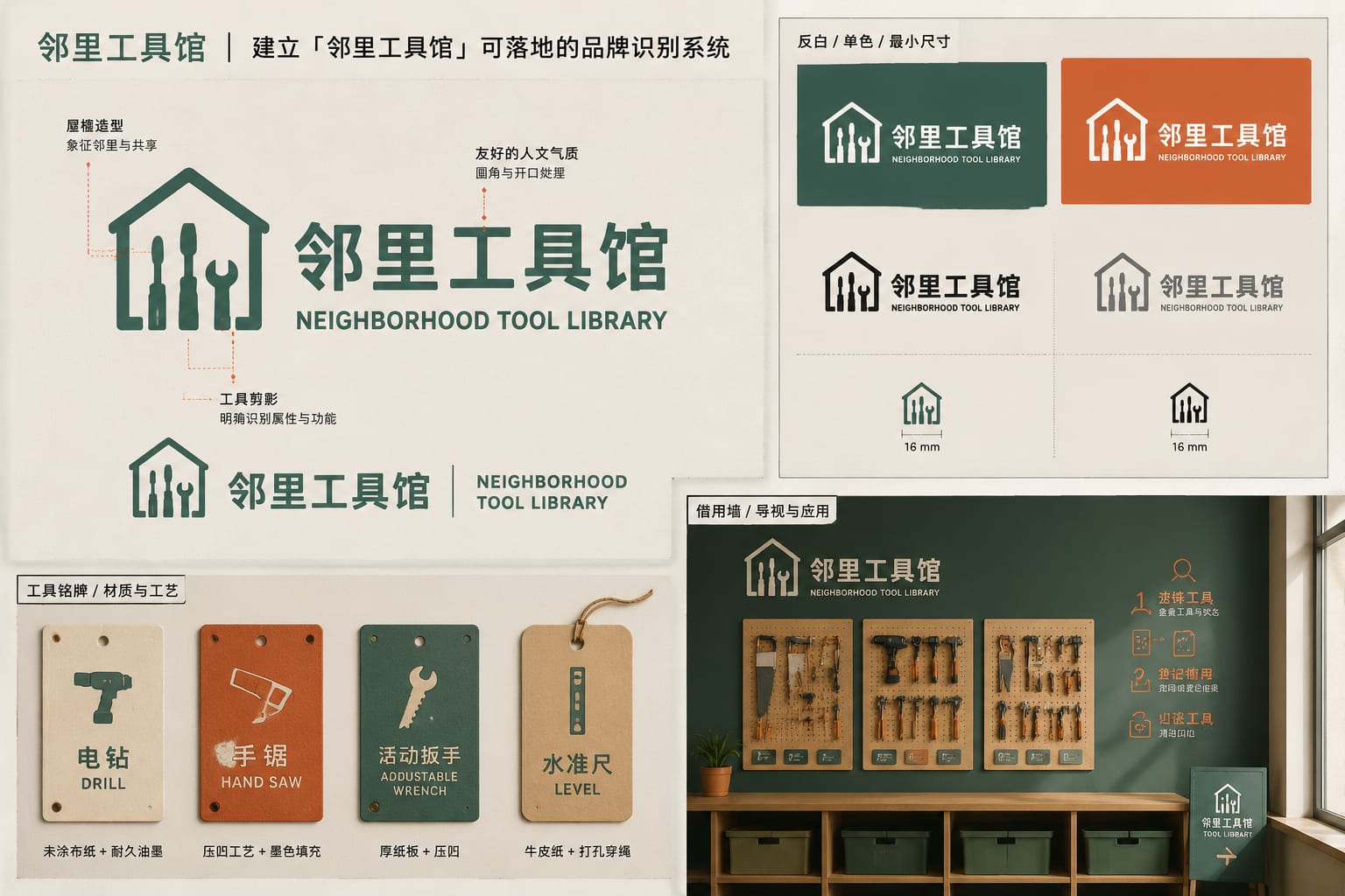 黑哥 AI 原创品牌识别案例:邻里工具馆品牌识别提案。