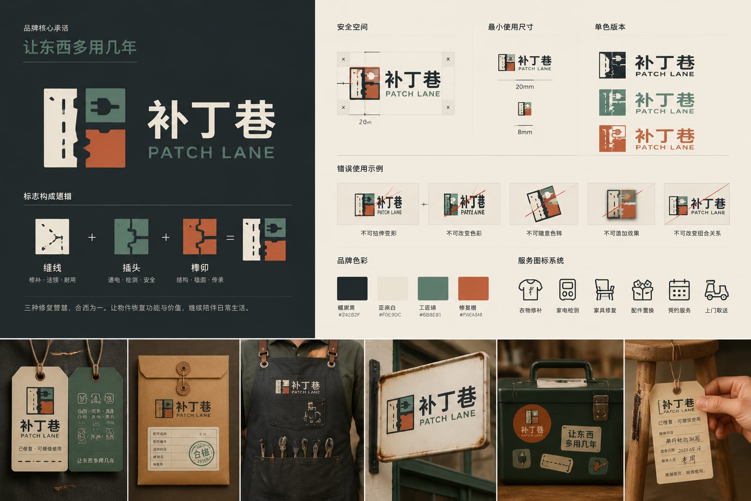 黑哥 AI 原创品牌识别案例:补丁巷社区修补站品牌识别。