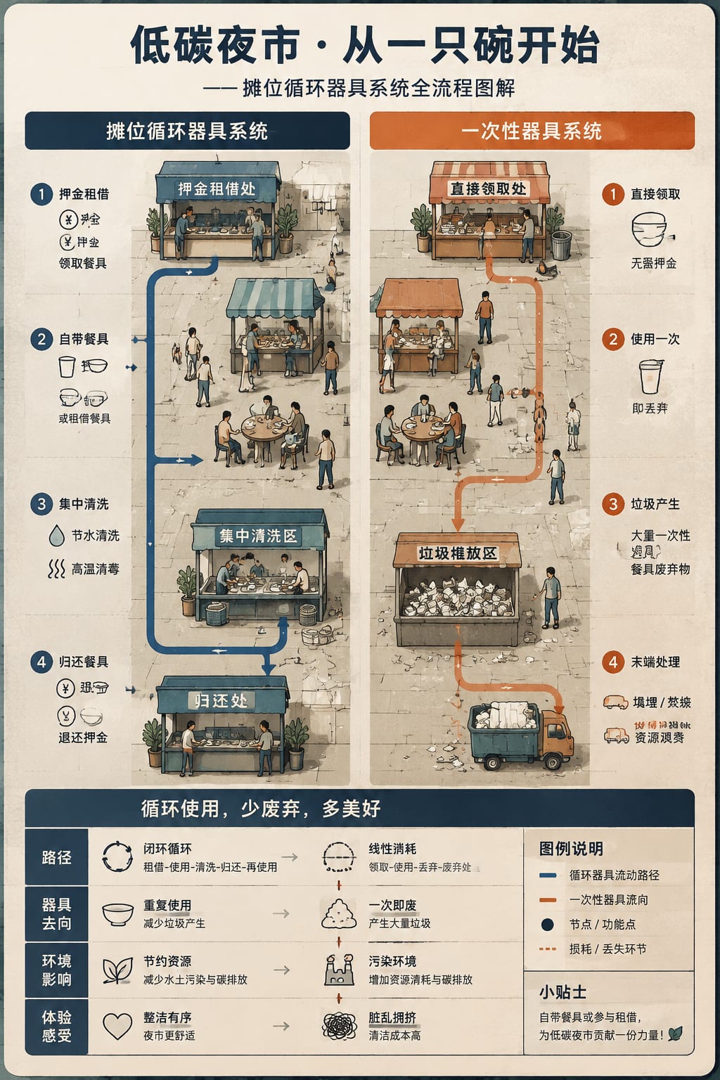 黑哥 AI 原创信息图与示意图案例：摊位循环器具系统。