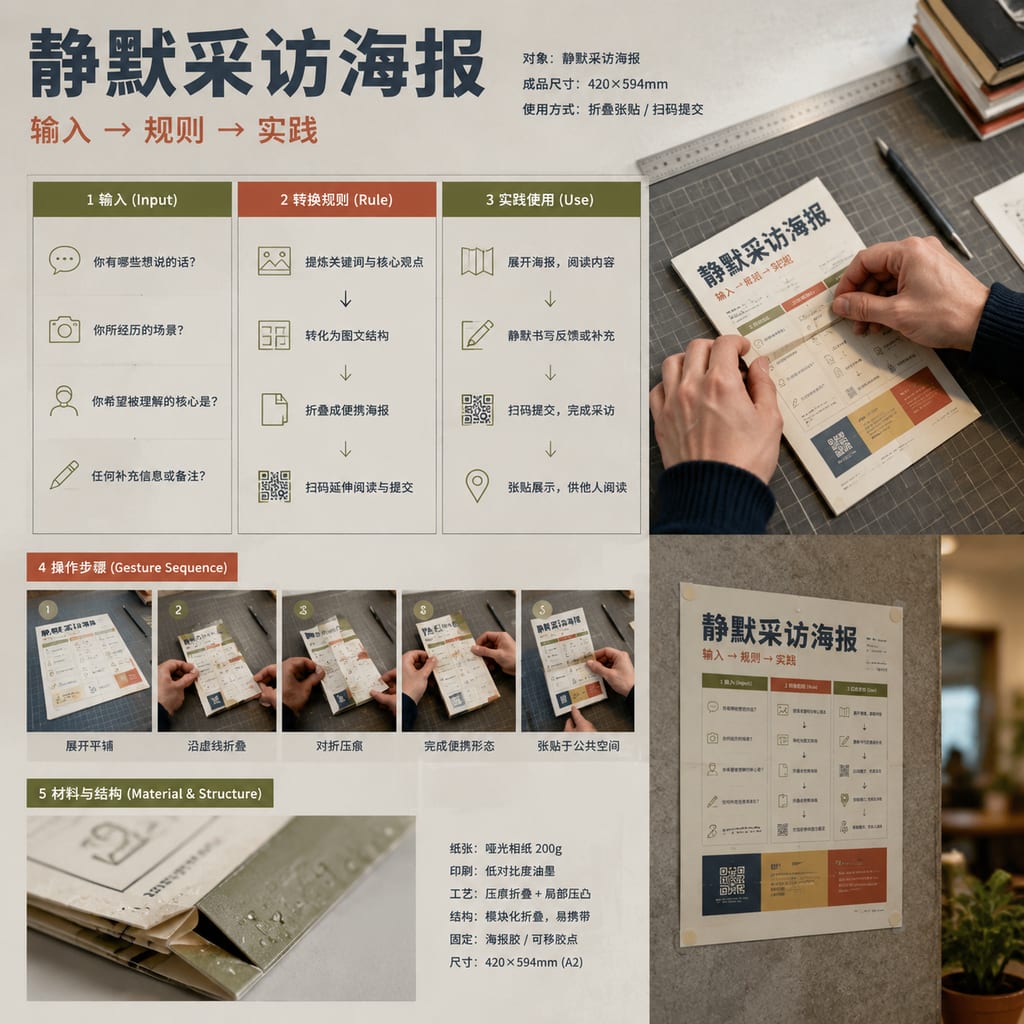 黑哥 AI 原创实验与混合案例:静默采访海报实验成片。