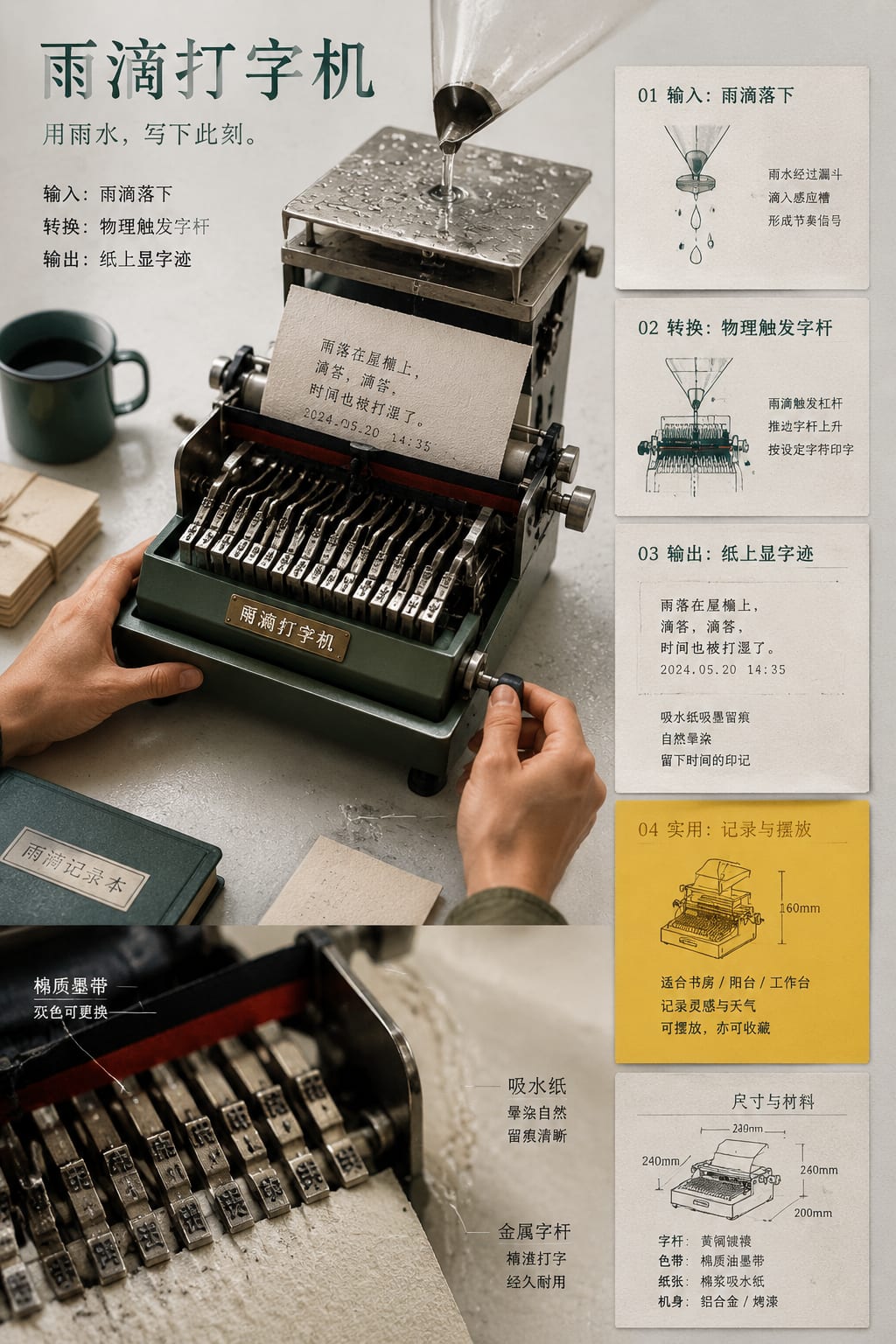 黑哥 AI 原创实验与混合案例:雨滴打字机实验成片。