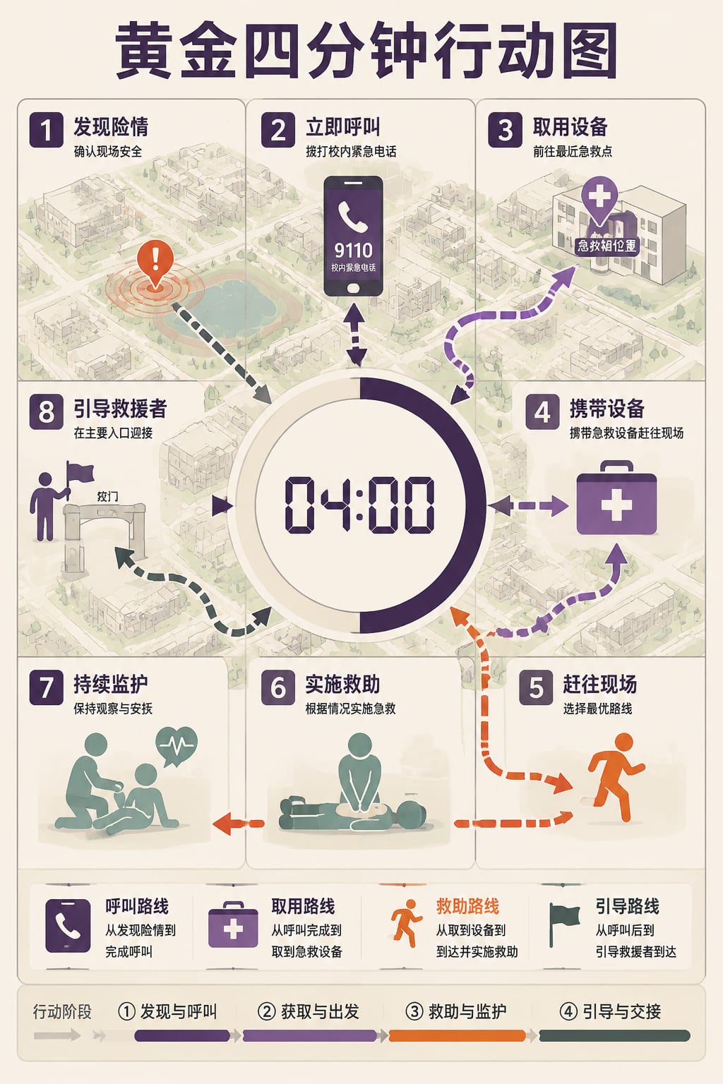 黑哥 AI 原创信息图与示意图案例：黄金四分钟行动图。