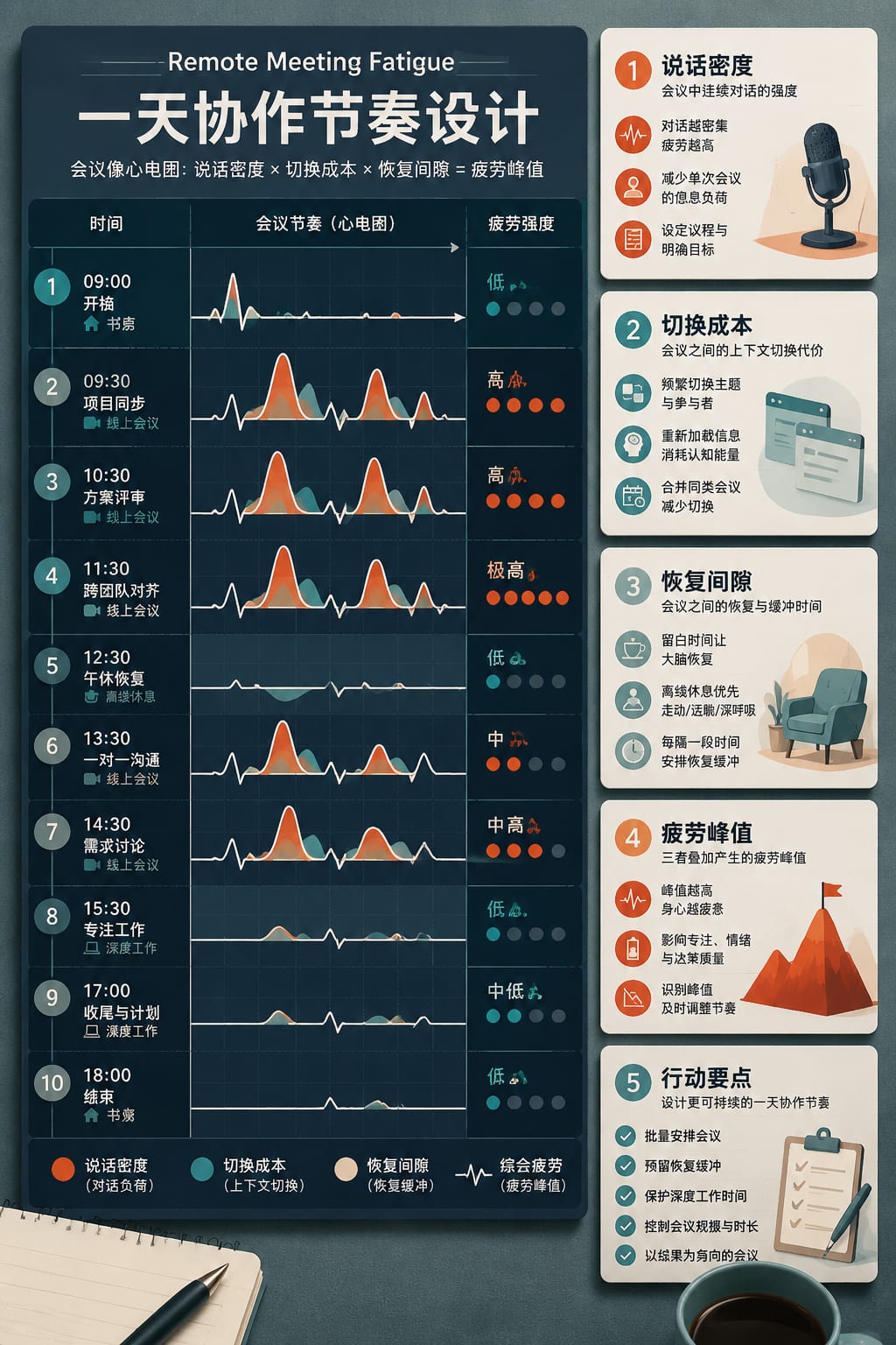 黑哥 AI 原创信息图与示意图案例：一天协作节奏设计。