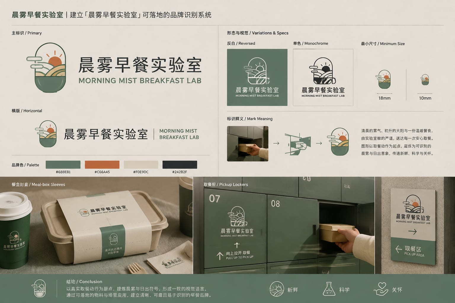 黑哥 AI 原创品牌识别案例:晨雾早餐实验室品牌识别提案。