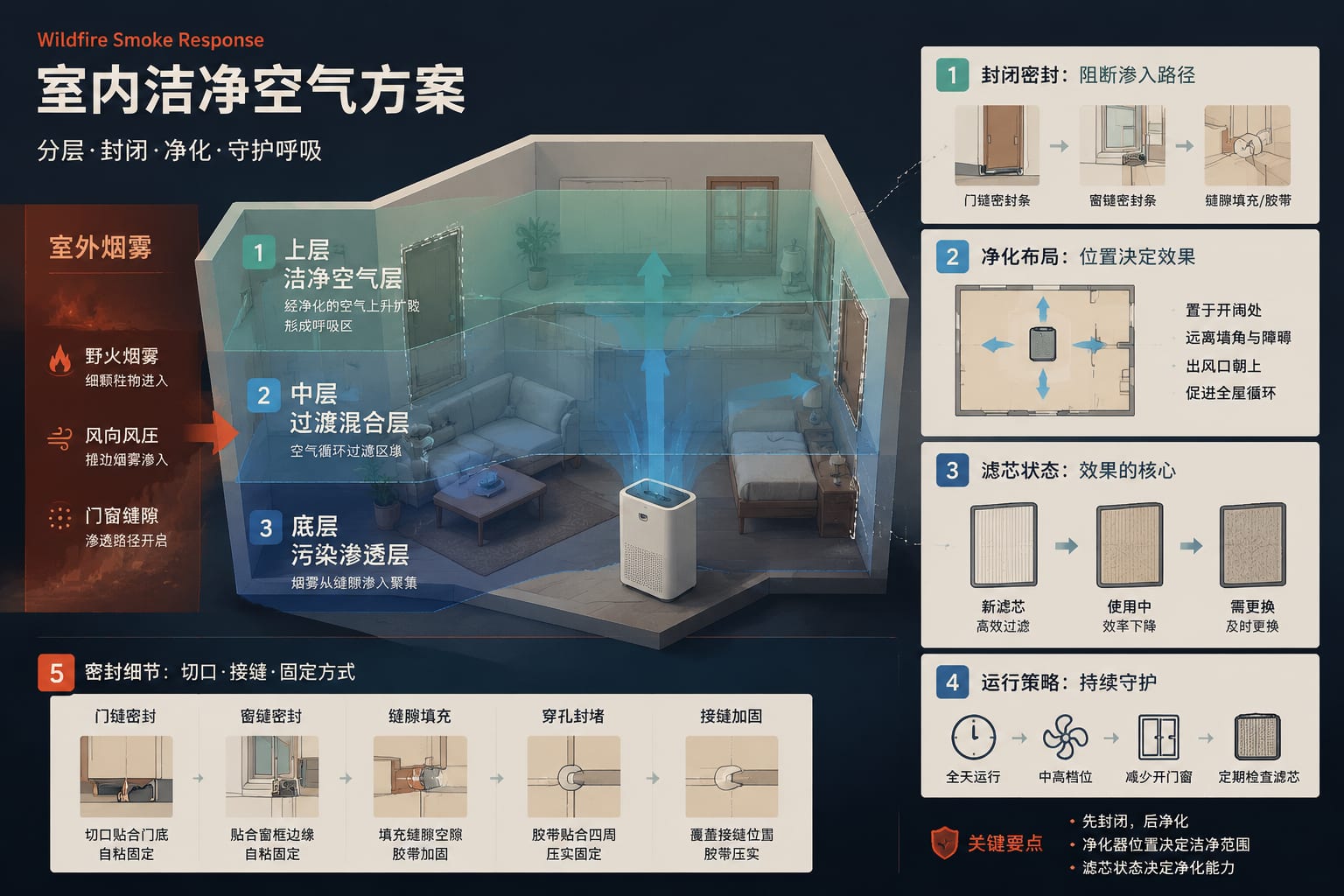 黑哥 AI 原创信息图与示意图案例：室内洁净空气方案。