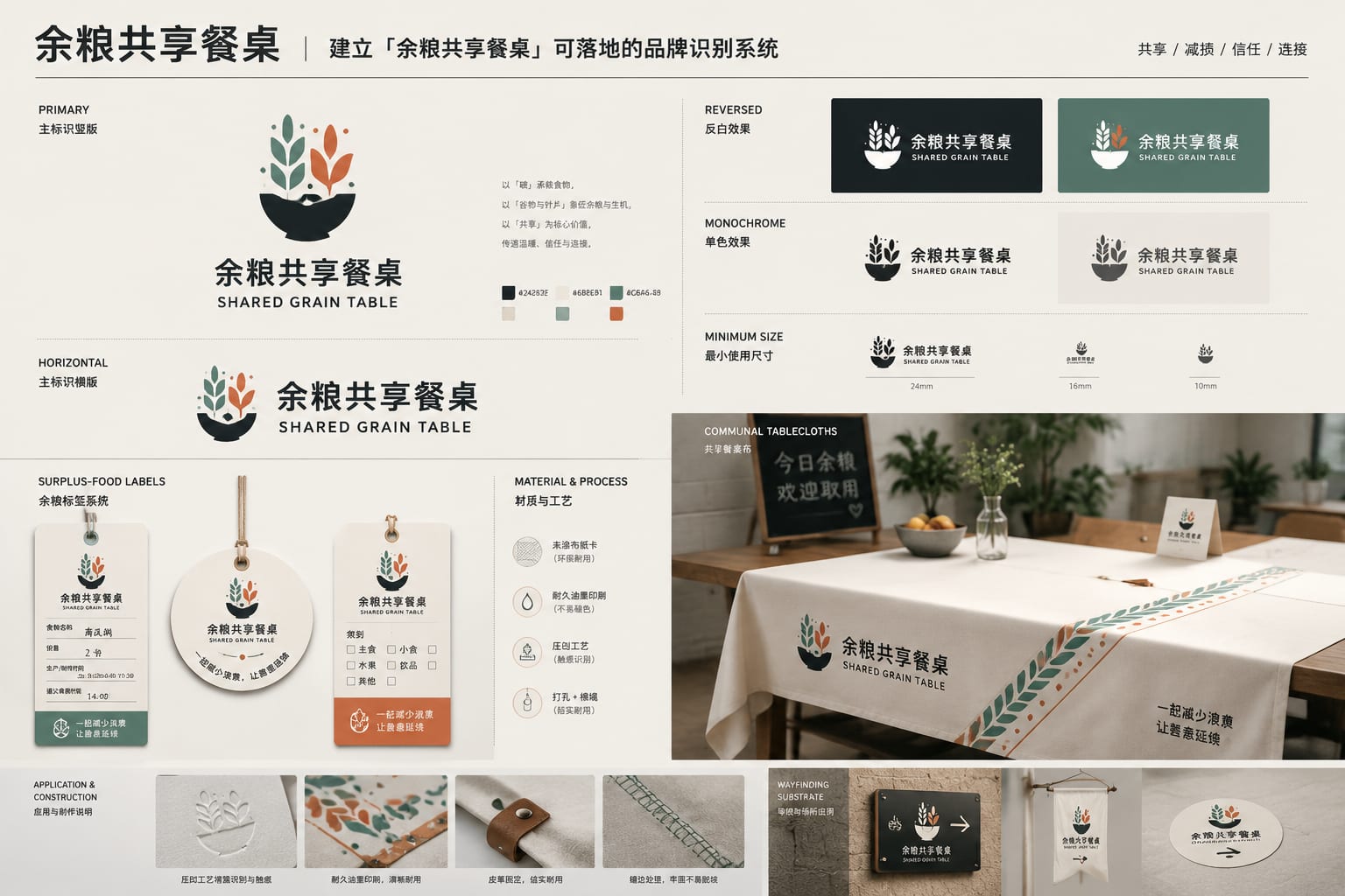 黑哥 AI 原创品牌识别案例：余粮共享餐桌品牌识别提案。