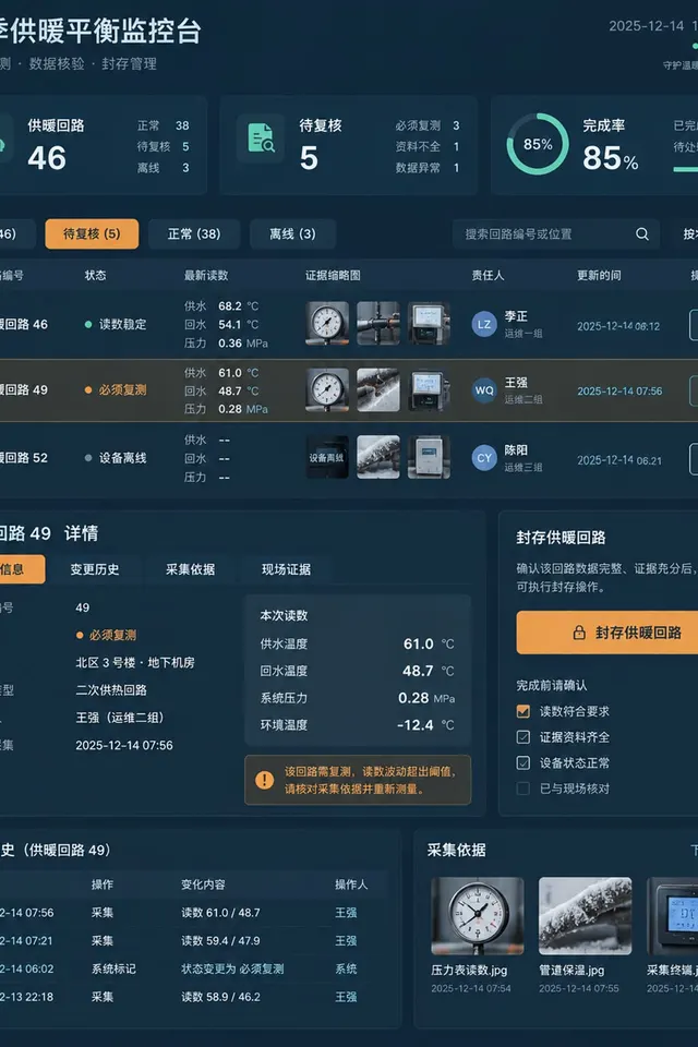 黑哥 AI 原创UI 模拟界面案例：冬季供暖平衡。