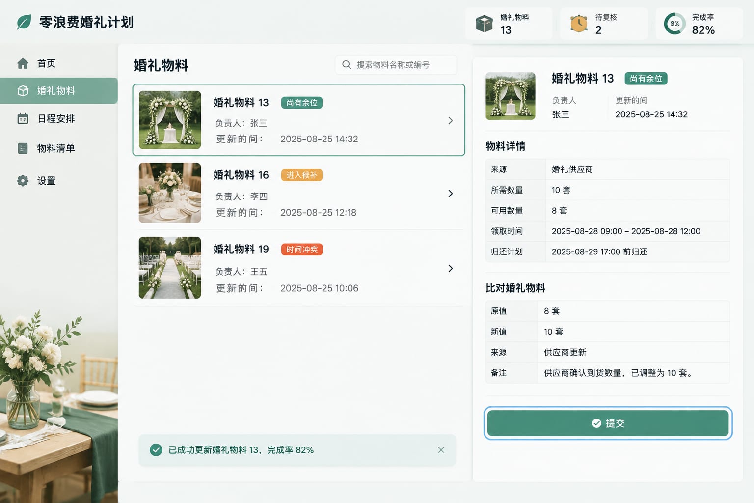黑哥 AI 原创UI 模拟界面案例：零废弃婚礼。