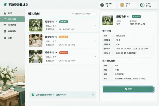 黑哥 AI 原创UI 模拟界面案例：零废弃婚礼。