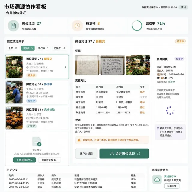 黑哥 AI 原创UI 模拟界面案例：菜场溯源看板。