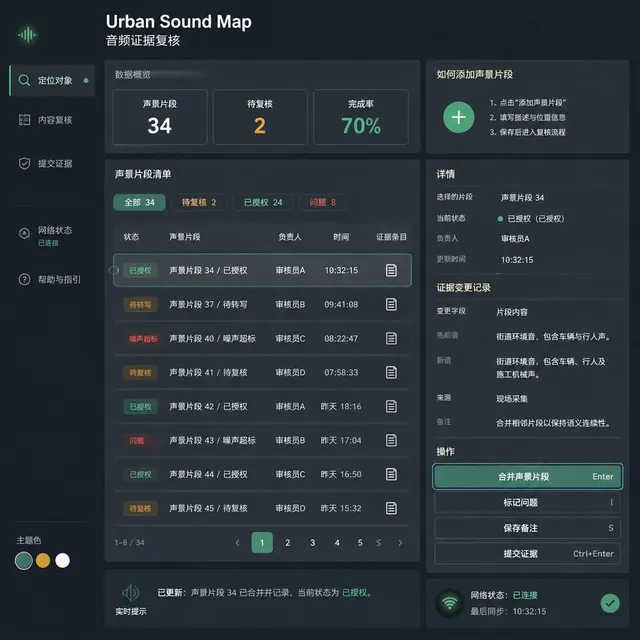 黑哥 AI 原创UI 模拟界面案例：城市声音地图。