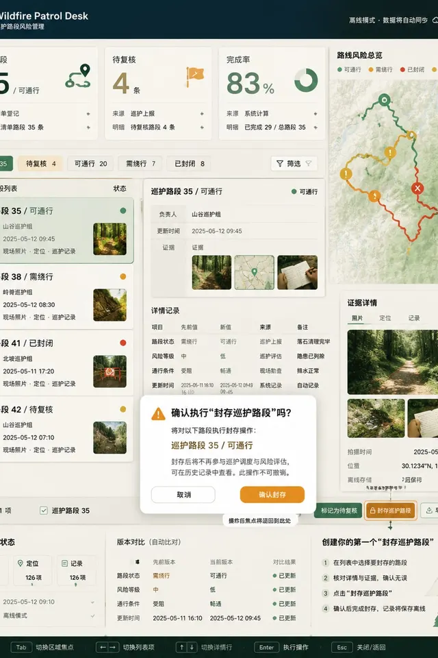 黑哥 AI 原创UI 模拟界面案例：山火巡护值班。