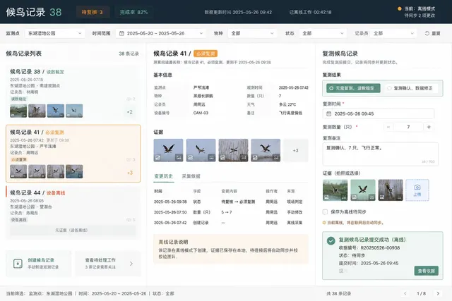 黑哥 AI 原创UI 模拟界面案例：候鸟观察日志。
