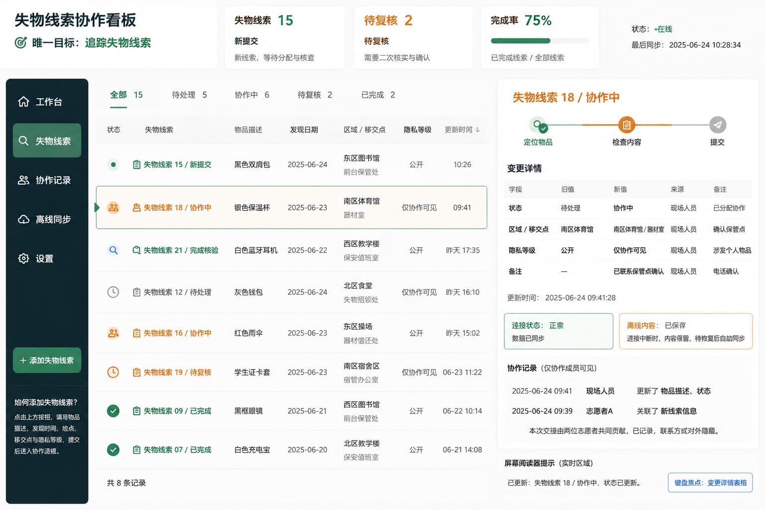 黑哥 AI 原创UI 模拟界面案例：失物漂流站。