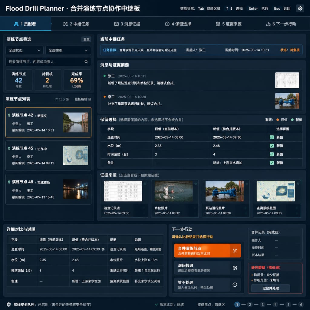 黑哥 AI 原创UI 模拟界面案例：洪涝避险演练。