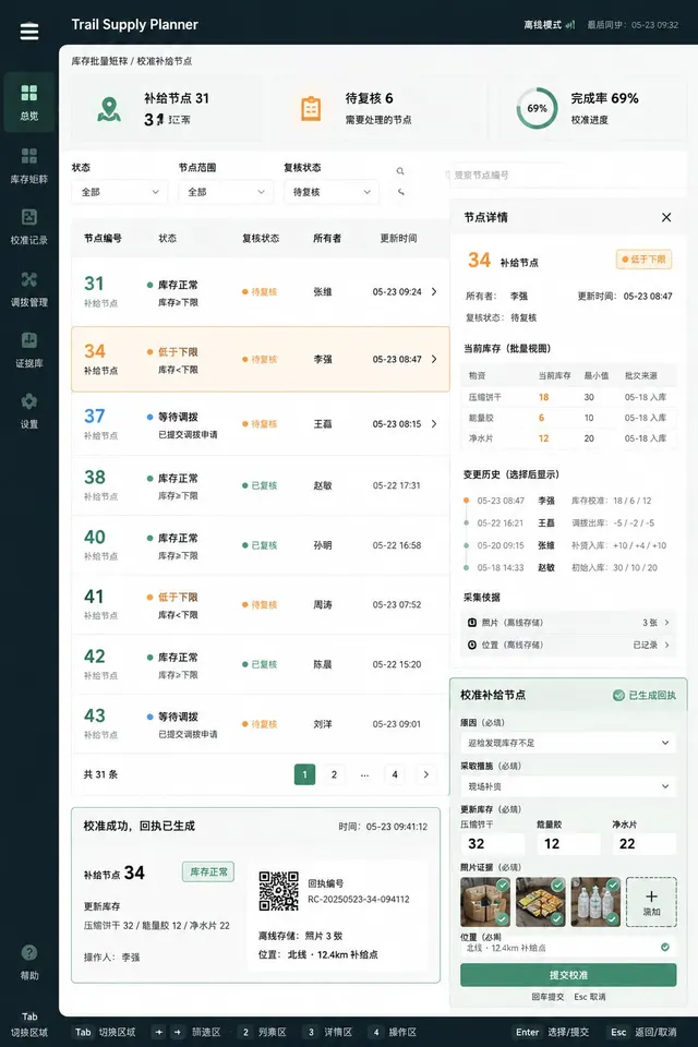 黑哥 AI 原创UI 模拟界面案例：徒步补给规划。