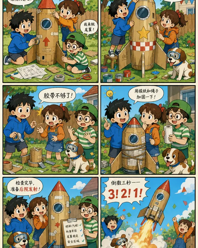 Kids Comic Backyard Rocket, an original comic style sample with visible layout, character action, and readable lettering.