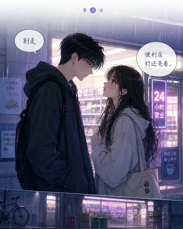 Korean Webtoon Rainy Confession, an original comic style sample with visible layout, character action, and readable lettering.