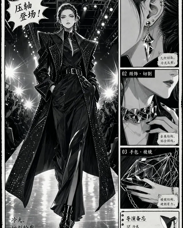 Manga Fashion Runway Panel, an original comic style sample with visible layout, character action, and readable lettering.