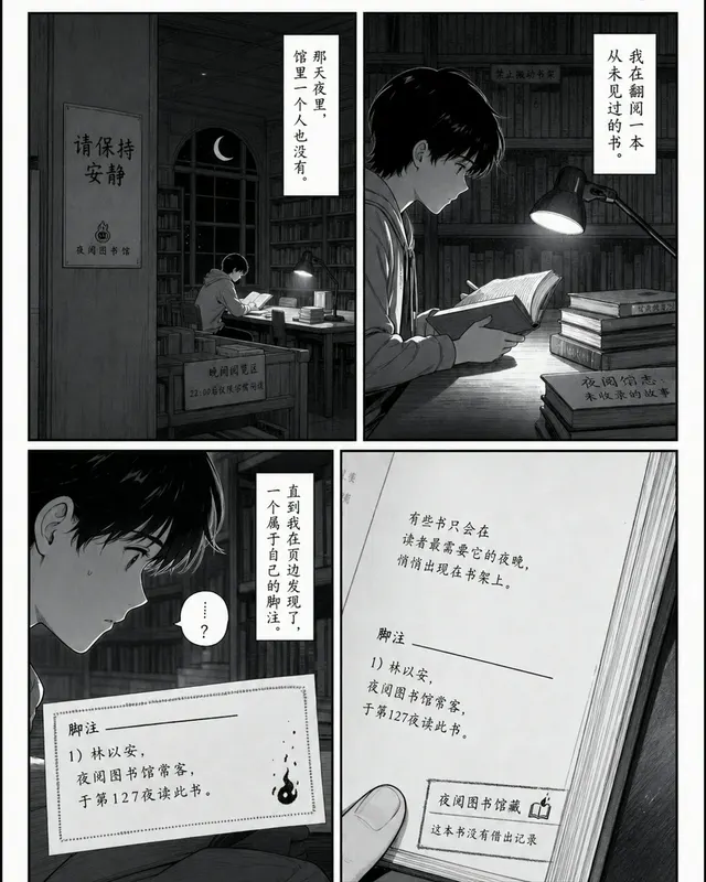 Manga Library Ghost Footnote, an original comic style sample with visible layout, character action, and readable lettering.