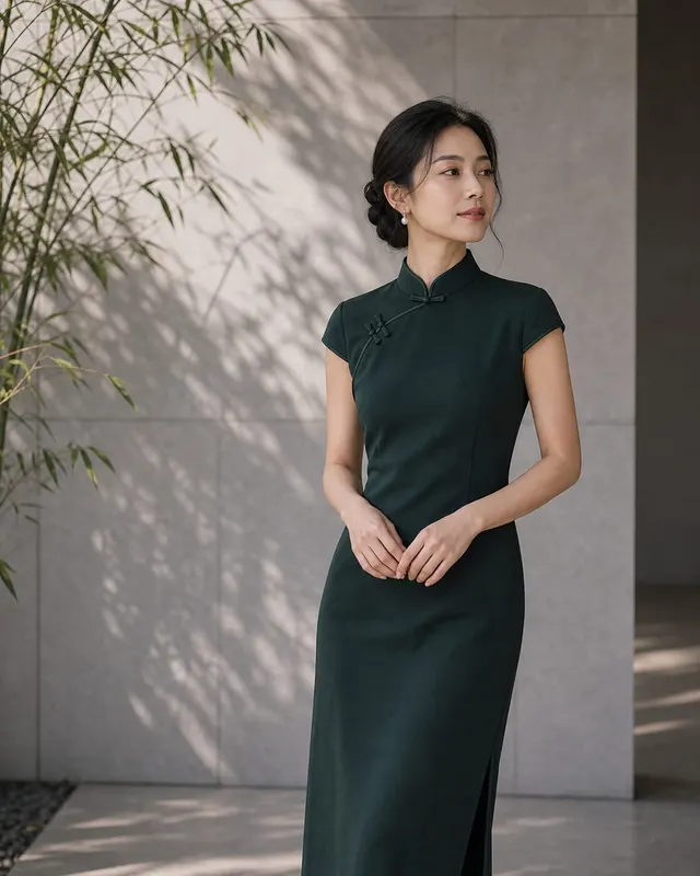 女性旗袍现代写真:旗袍与现代空间结合,呈现东方优雅与当代审美。