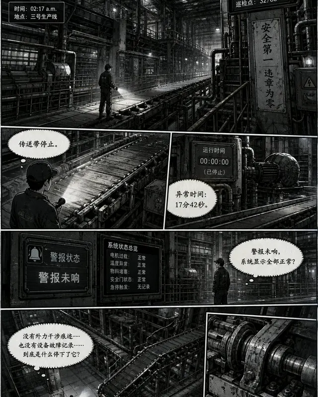 Seinen Manga Factory Floor, an original comic style sample with visible layout, character action, and readable lettering.
