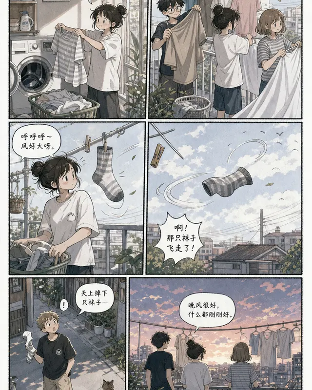 Slice Of Life Manga Laundry Day, an original comic style sample with visible layout, character action, and readable lettering.
