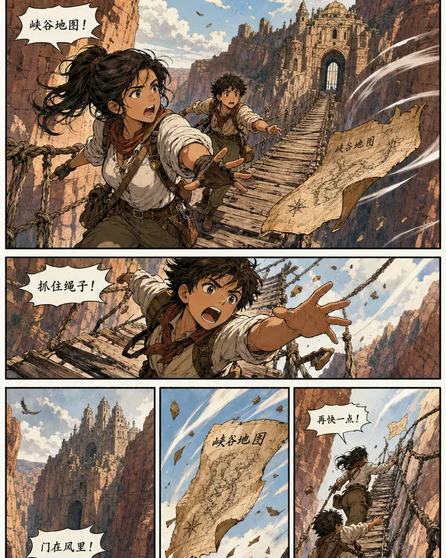 Spanish Adventure Comic Canyon, an original comic style sample with visible layout, character action, and readable lettering.