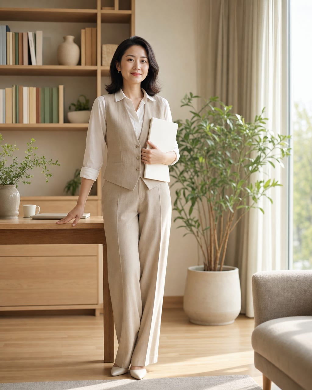 30+女性成长肖像：成熟穿搭、自然表情和克制光线，表达独立与自洽。