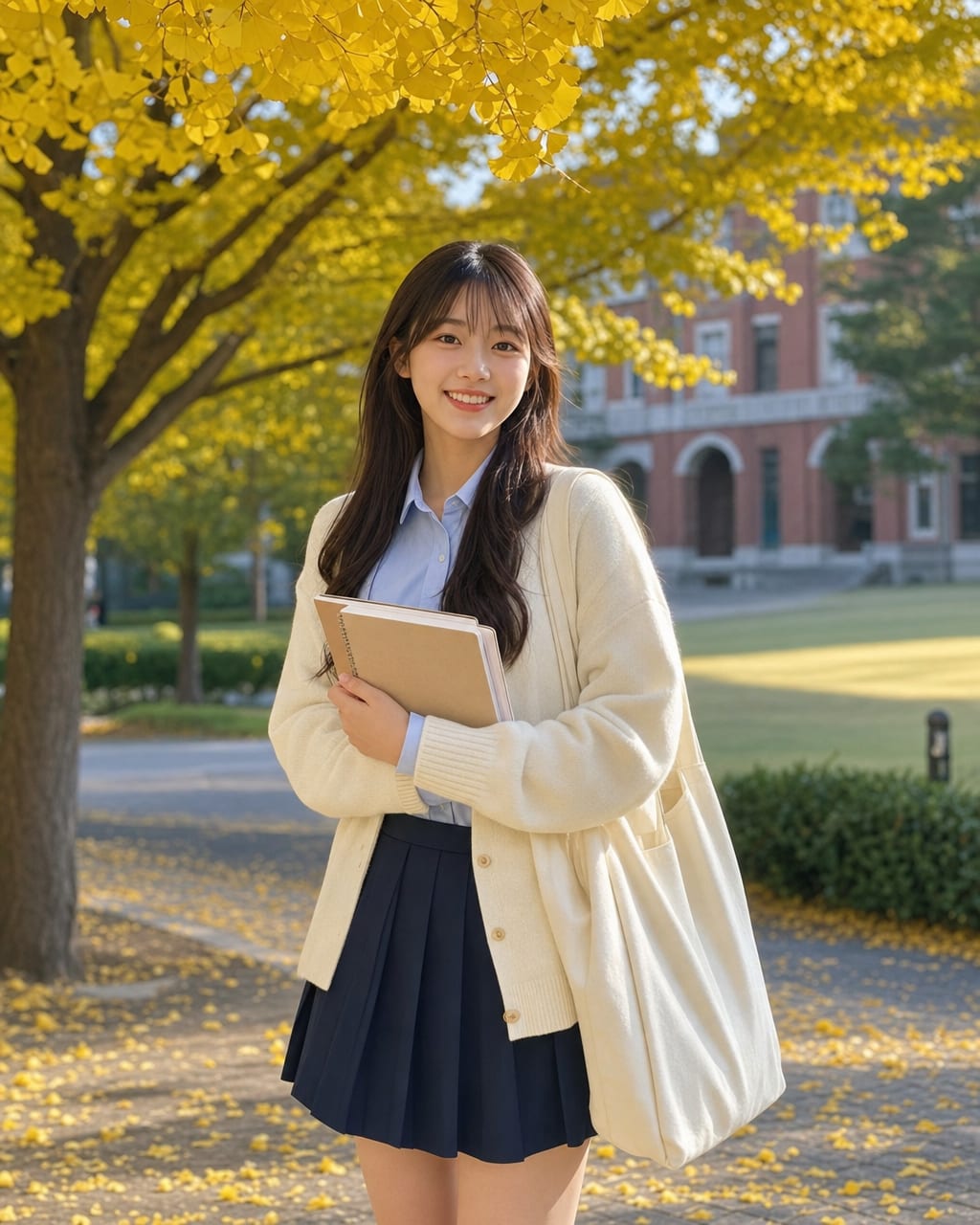 青春校园女生写真：校园、白衬衫或针织开衫，呈现清新、真实和青春感。